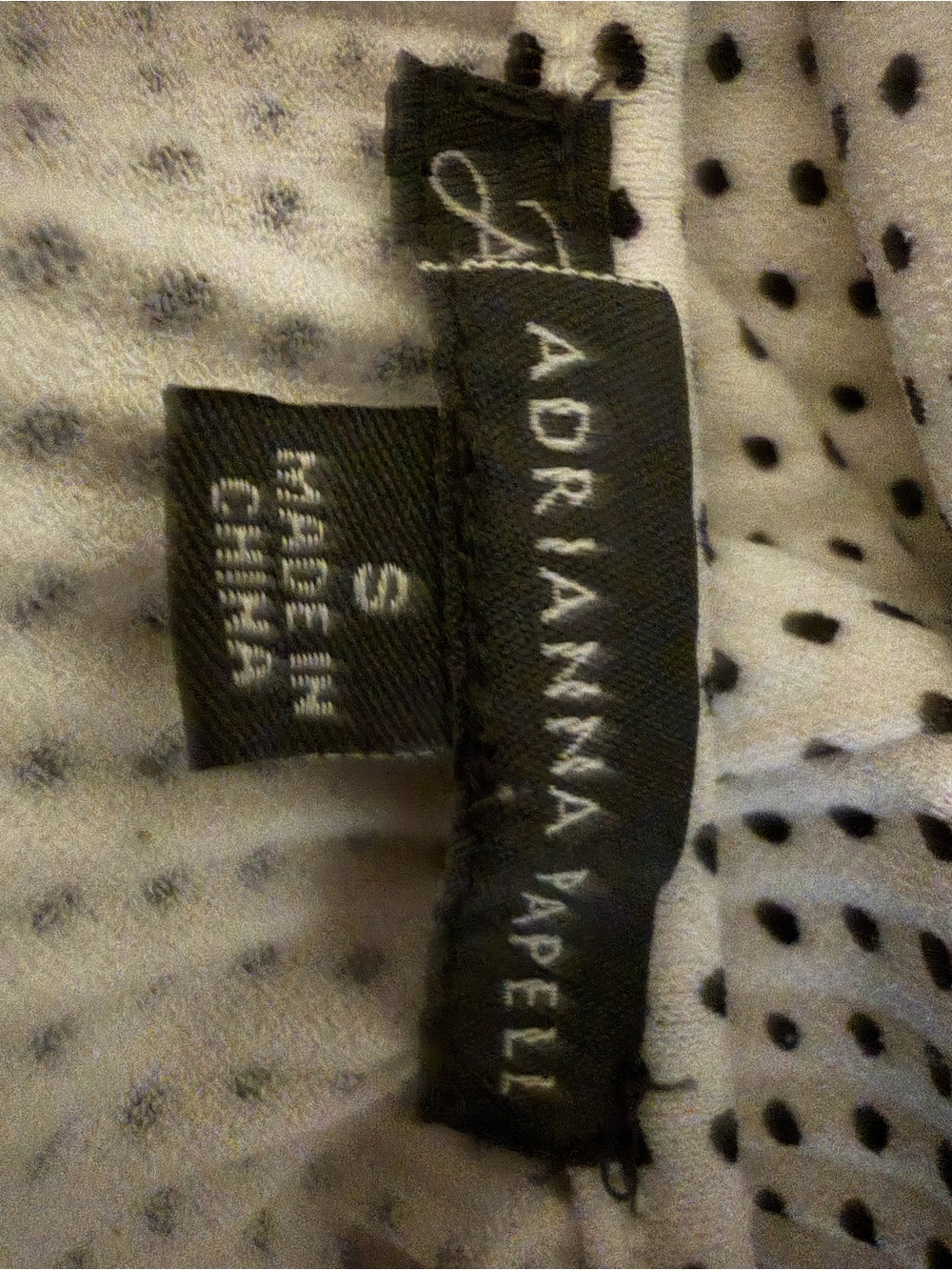 Adrianna Papell White Long Sleeve Top with Black Dot Print - Picture 2 of 2